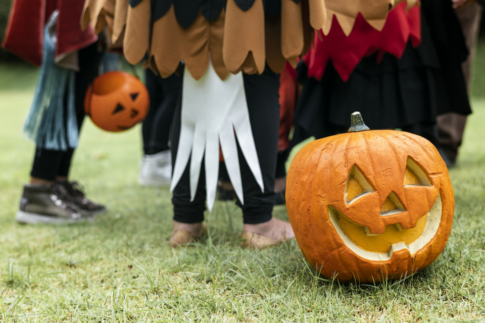 Kids dressed in halloween costumes