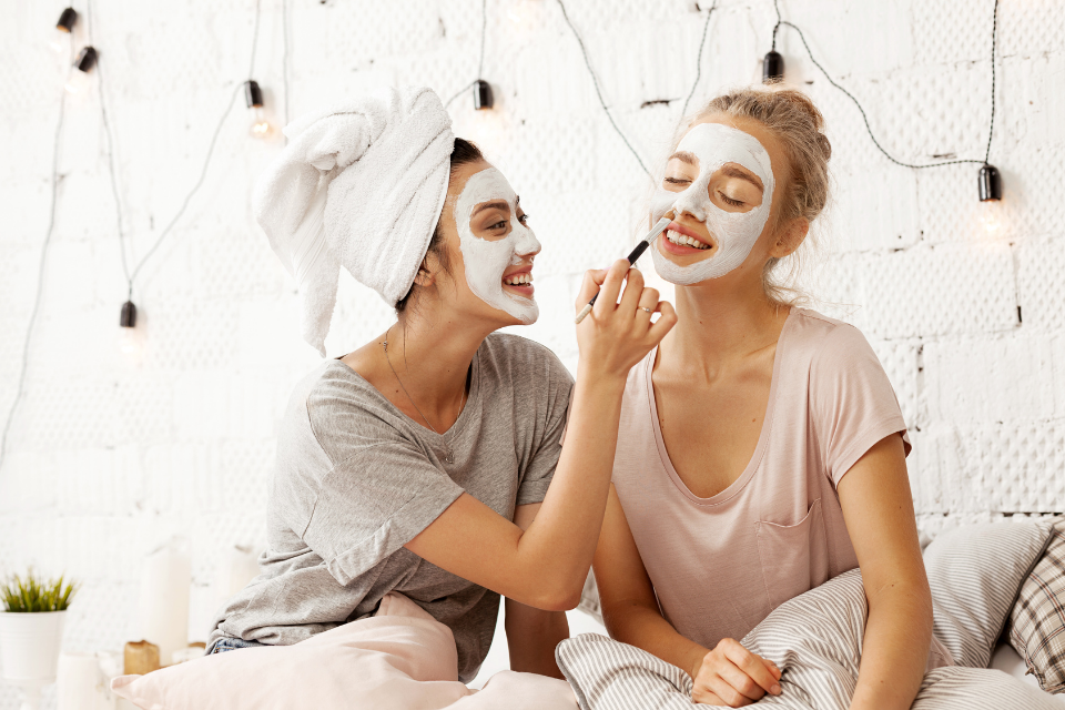 two girls in a pamper session