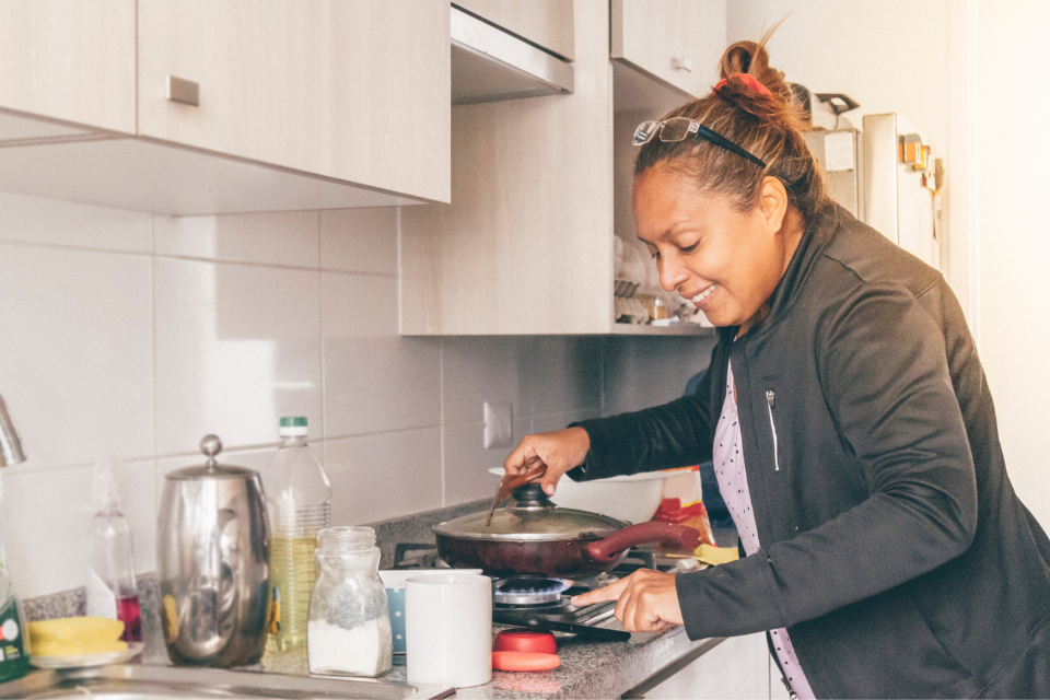 woman home cooking