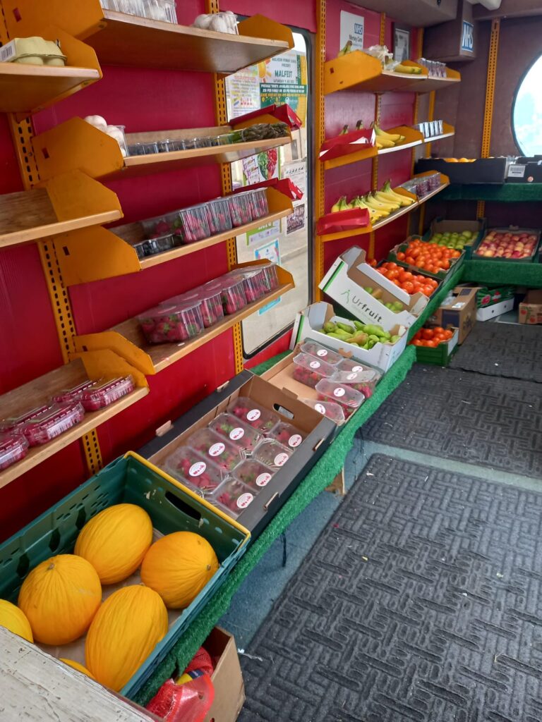 Buy fresh fruit and veg from the Queen of Greens bus