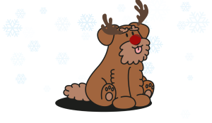 Cartoon dog with antlers for Christmas Competition